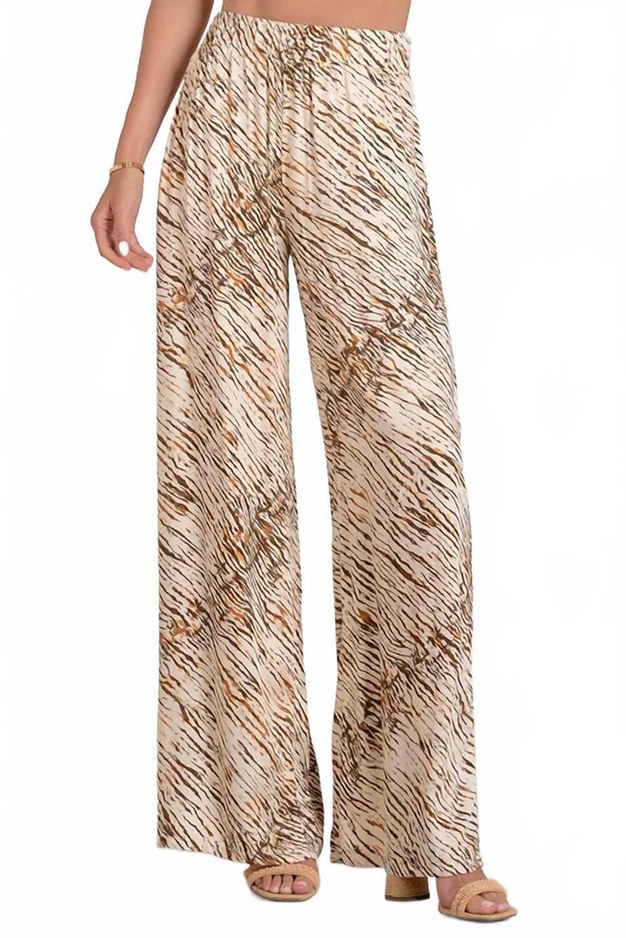 NEW ELAN elastic waist wide leg pants in neutral sahara